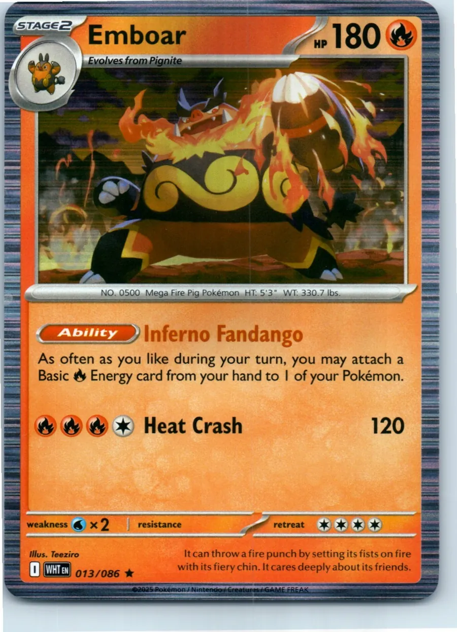 Emboar 013/086 front, the actual card for sale