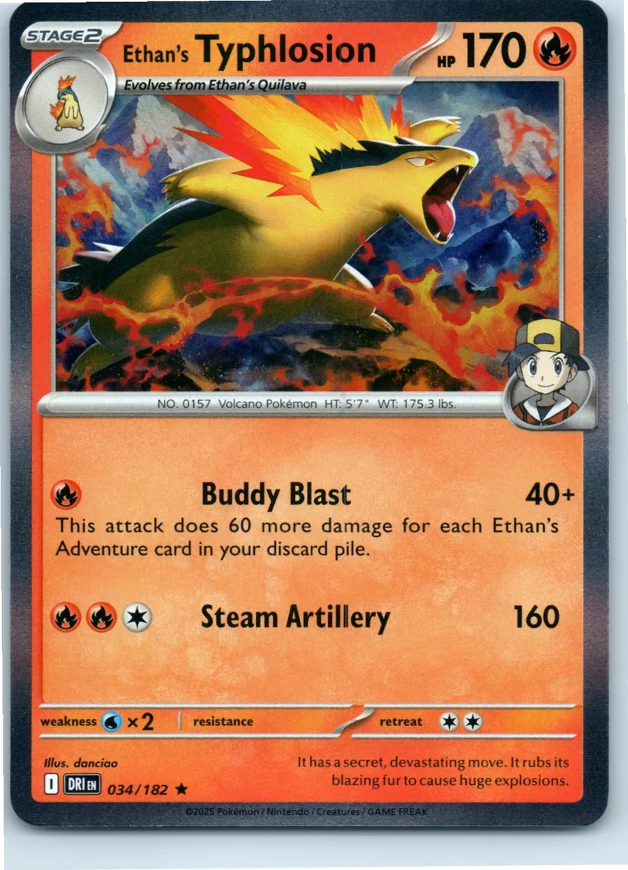 Ethan's Typhlosion 034/182 front, the actual card for sale
