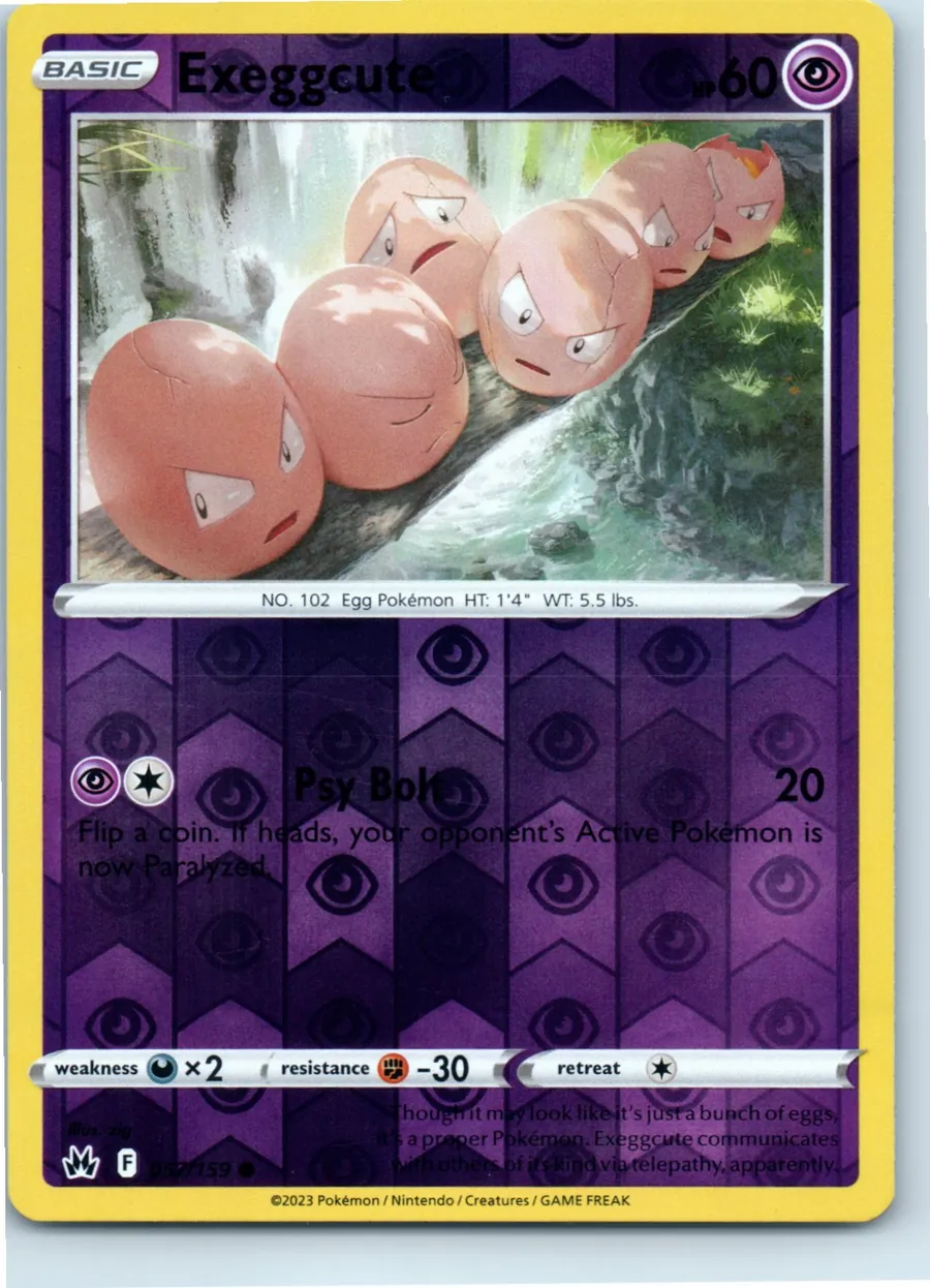 Exeggcute 057/159 front, the actual card for sale