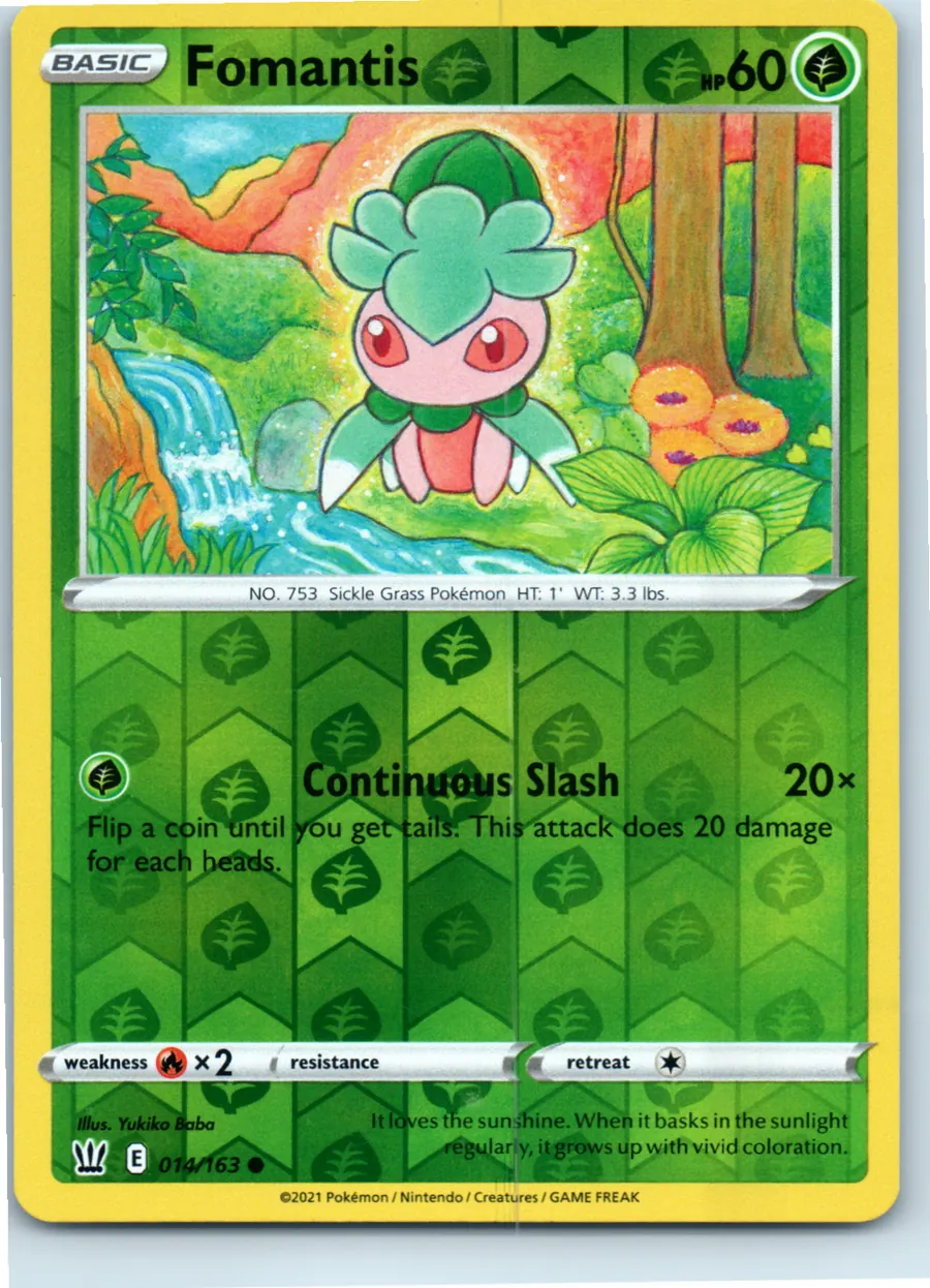 Fomantis 014/163 front, the actual card for sale