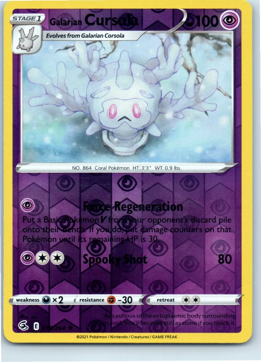 Galarian Cursola 118/264 front, the actual card for sale