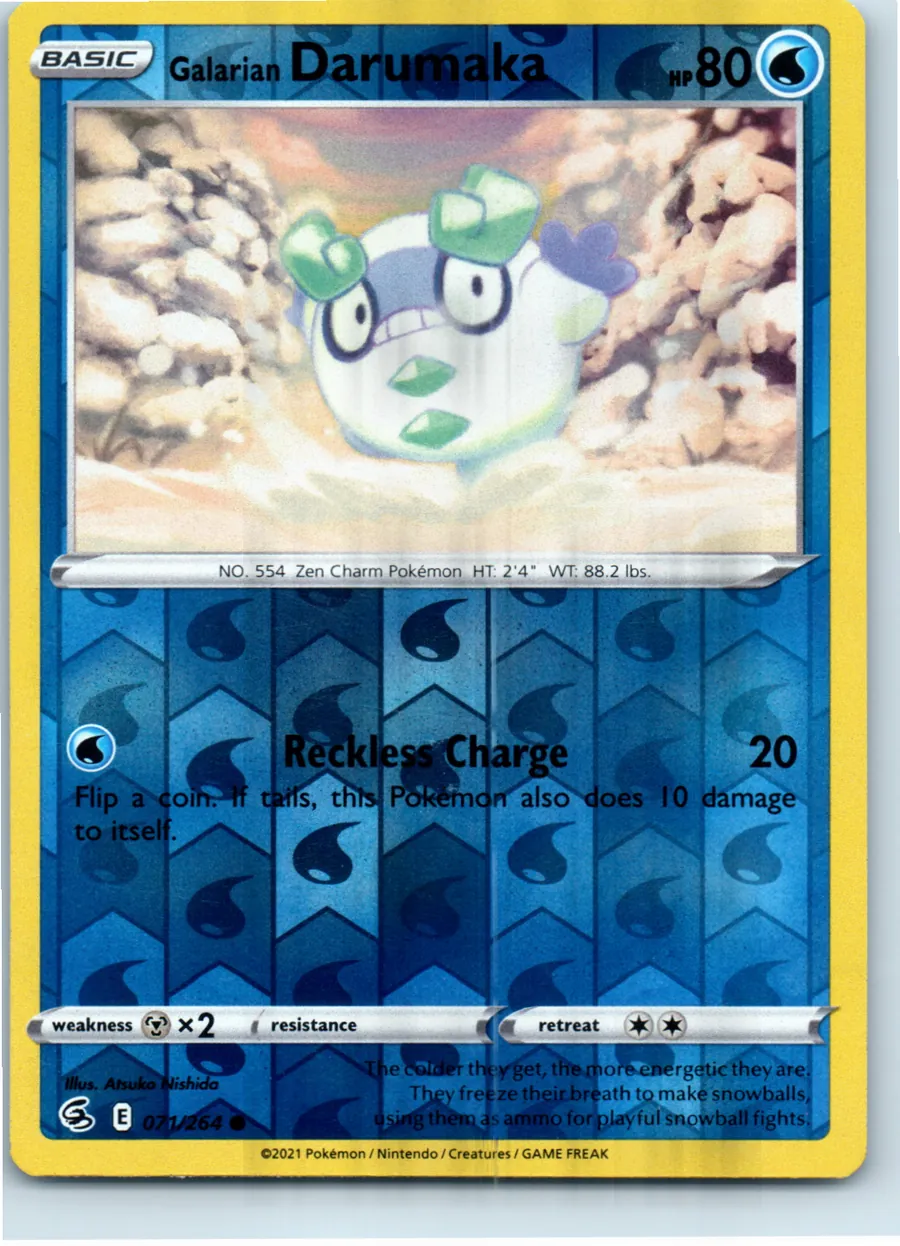 Galarian Darumaka 071/264 front, the actual card for sale