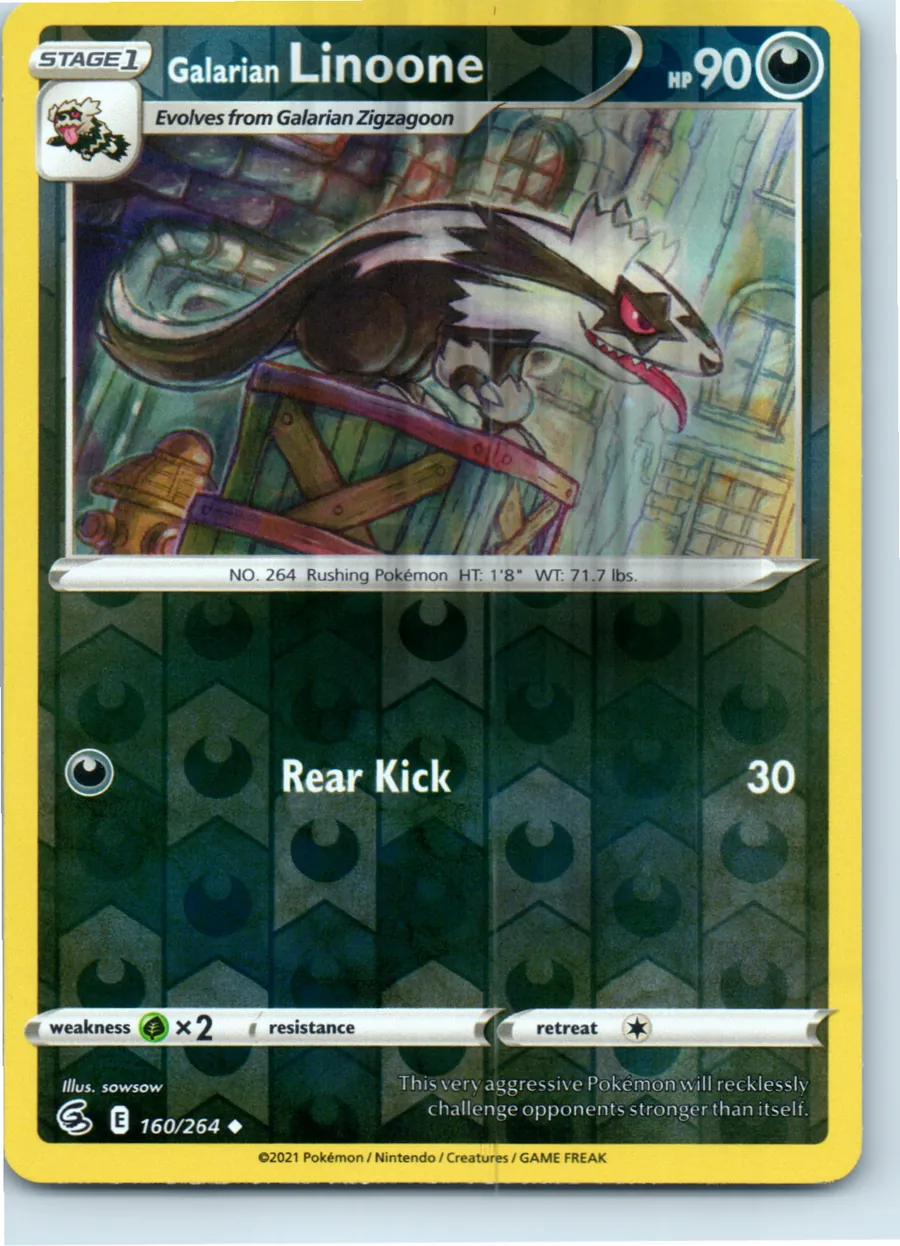 Galarian Linoone 160/264 front, the actual card for sale