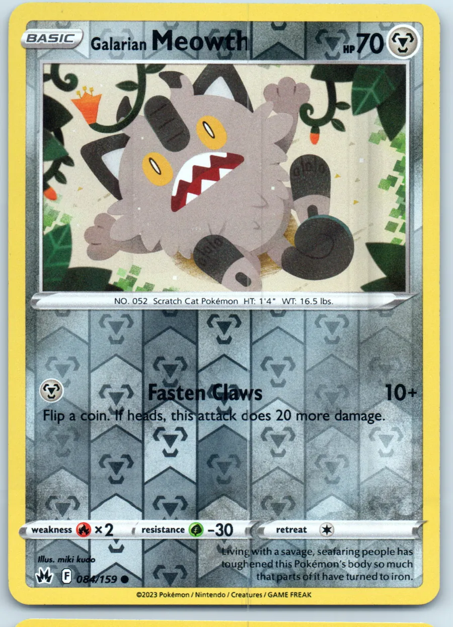Galarian Meowth 084/159 front, the actual card for sale