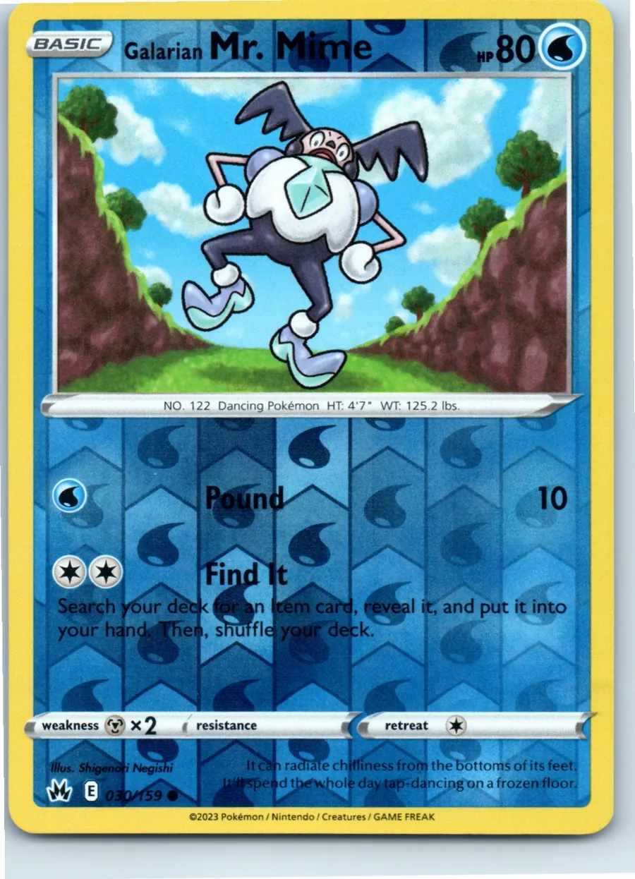 Galarian Mr. Mime 030/159 front, the actual card for sale