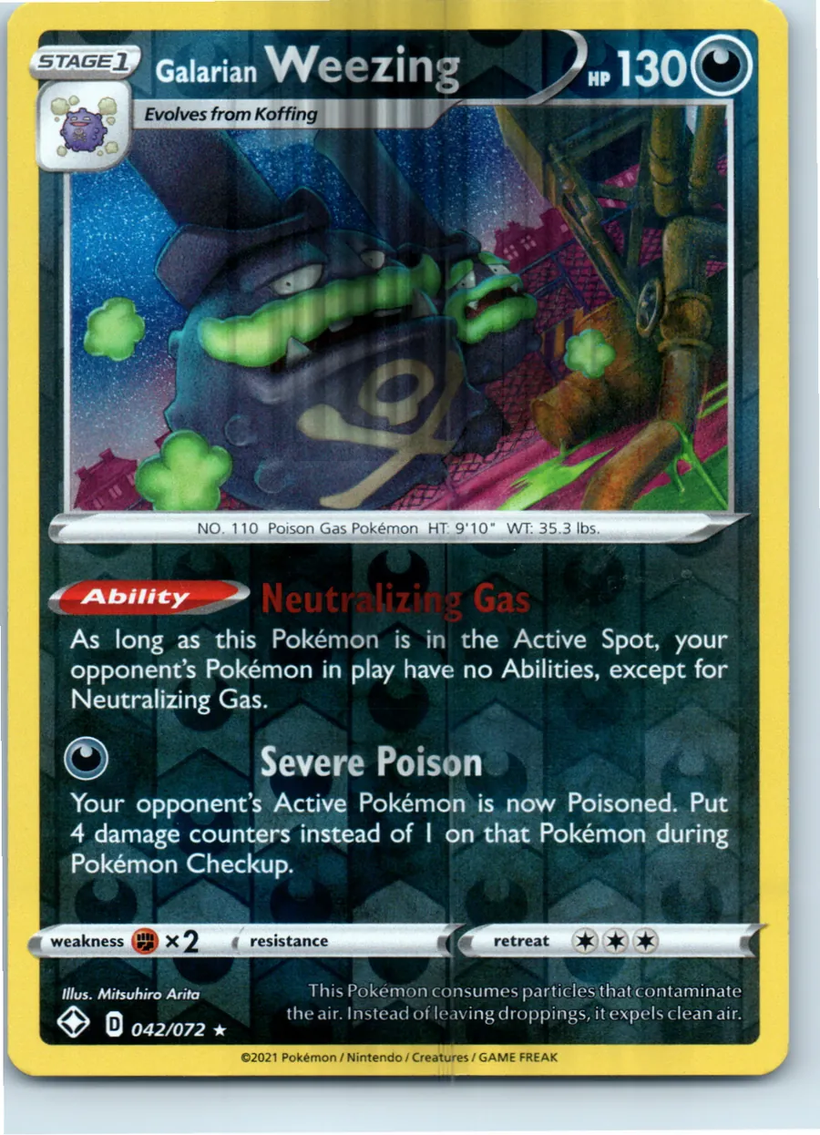 Galarian Weezing 042/072 front, the actual card for sale
