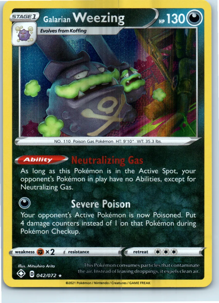 Galarian Weezing 042/072 front, the actual card for sale
