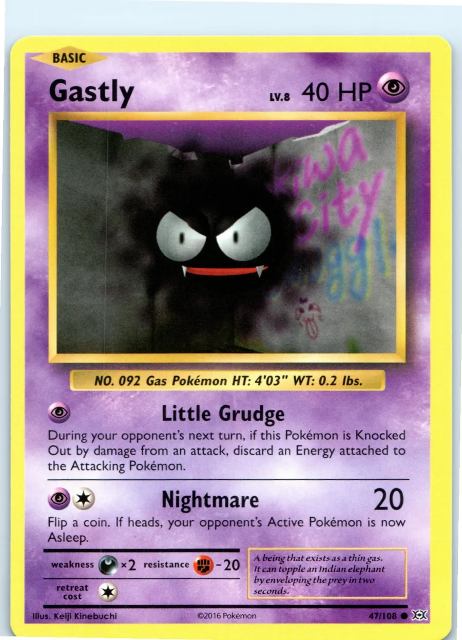 Gastly 47/108 front, the actual card for sale