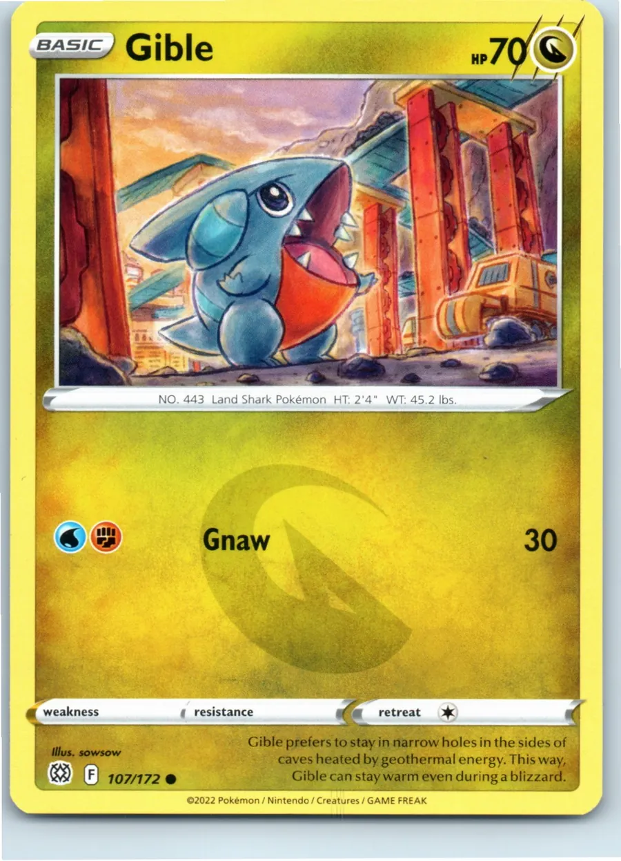 Gible 107/172 front, the actual card for sale