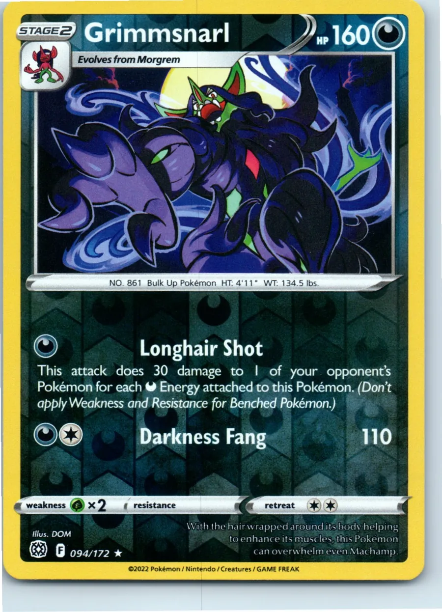 Grimmsnarl 094/172 front, the actual card for sale