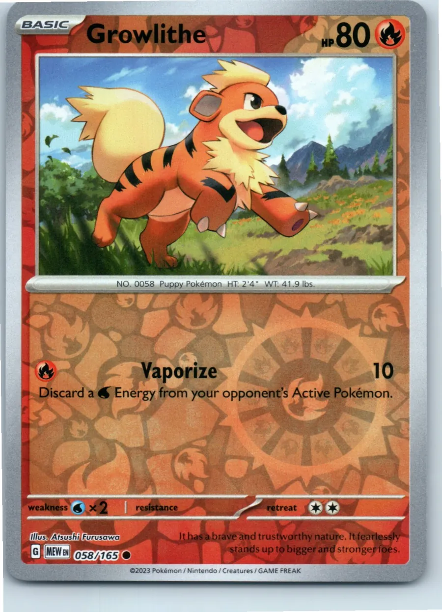 Growlithe 058/165 front, the actual card for sale