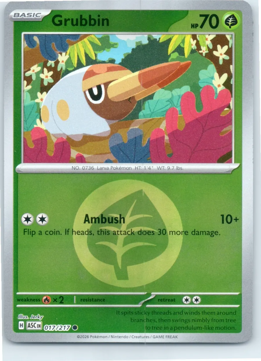 Grubbin (Energy Symbol Pattern) 017/217 front, the actual card for sale