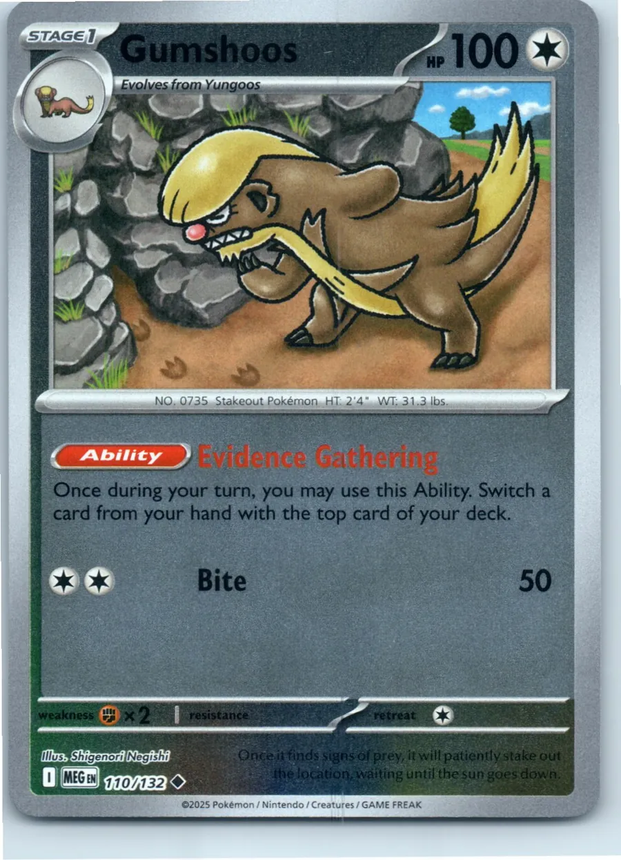 Gumshoos 110/132 front, the actual card for sale