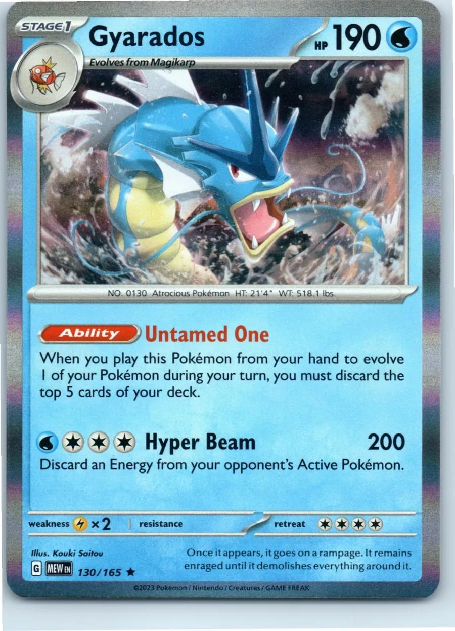 Gyarados 130/165 front, the actual card for sale