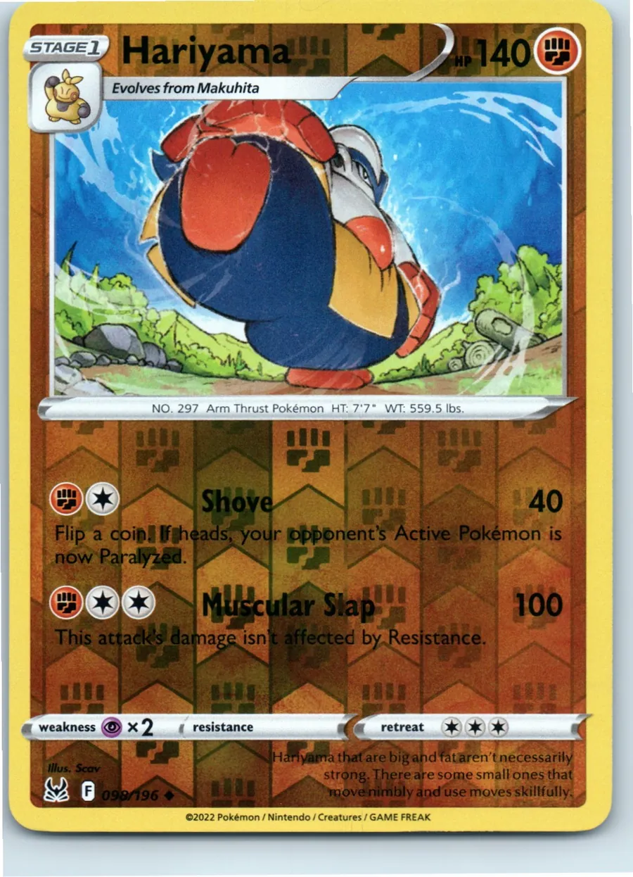 Hariyama 098/196 front, the actual card for sale