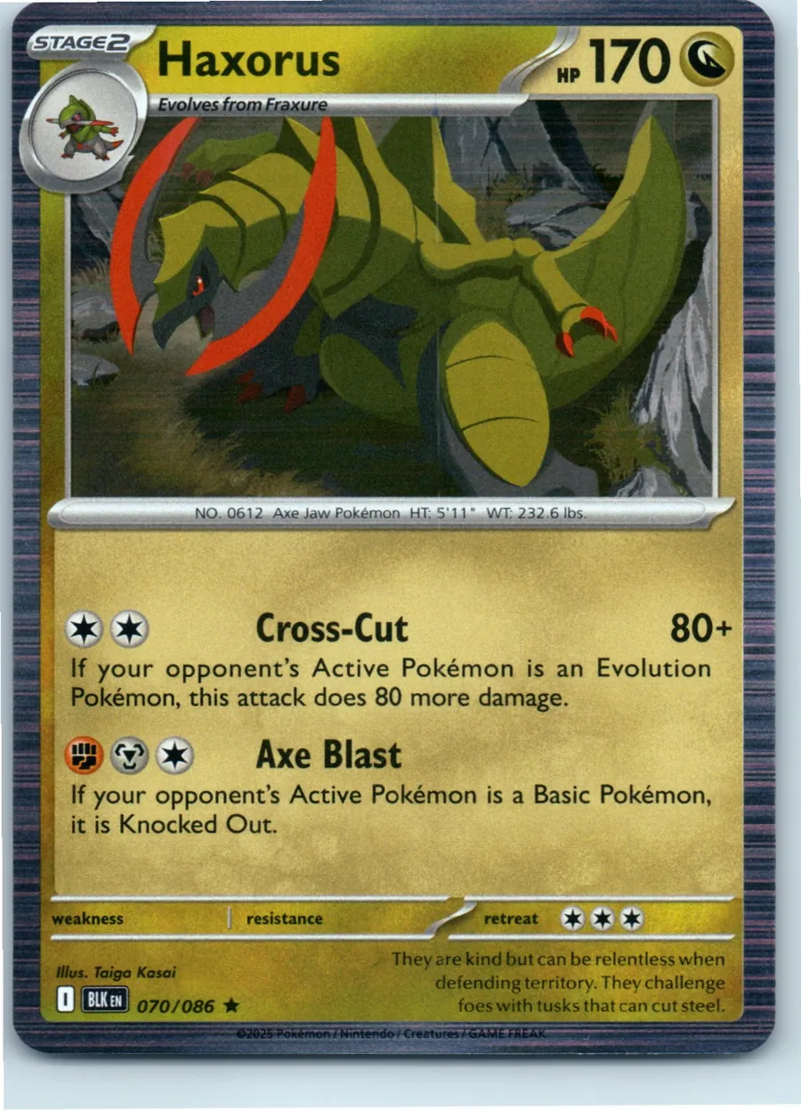 Haxorus 070/086 front, the actual card for sale