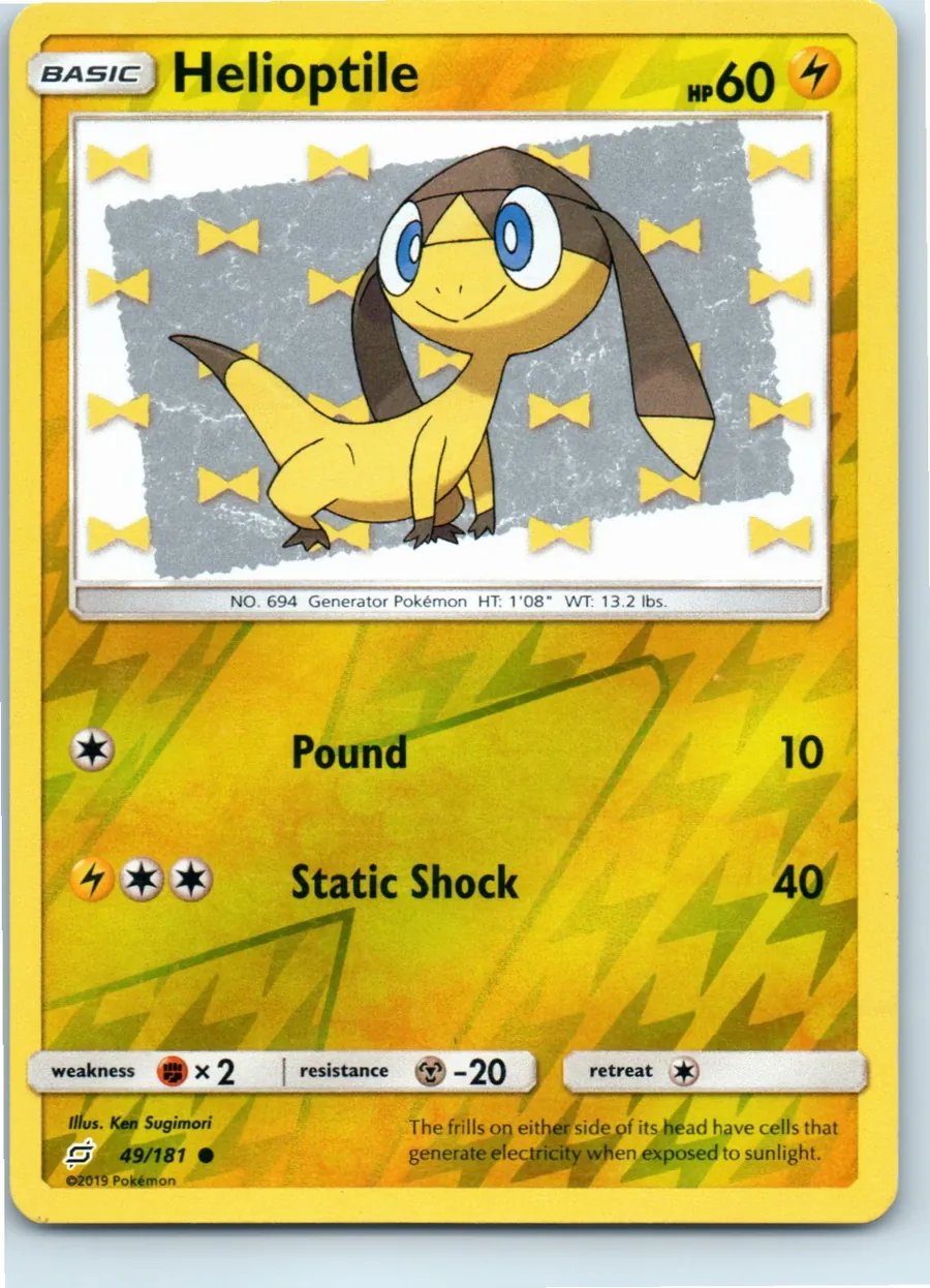 Helioptile 49/181 front, the actual card for sale