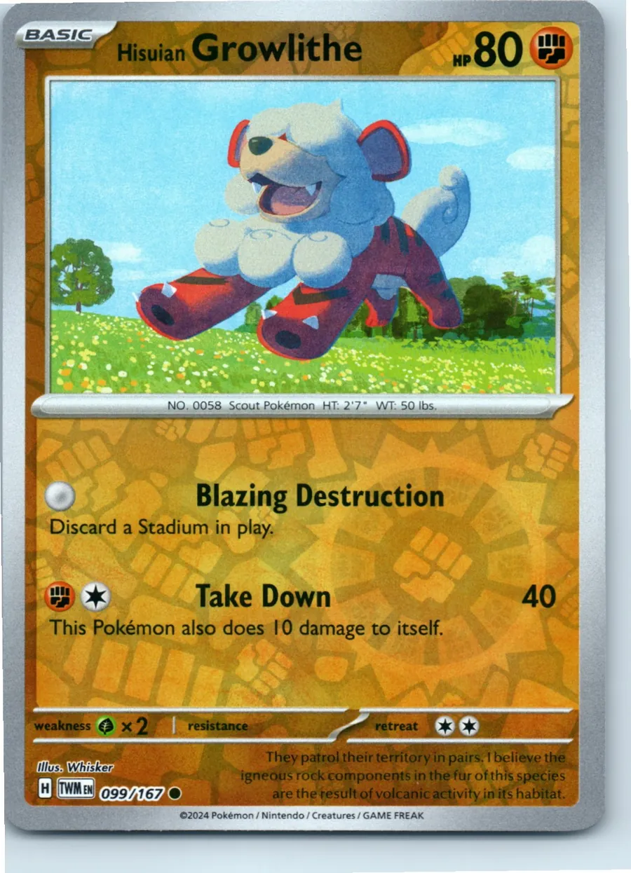 Hisuian Growlithe 099/167 front, the actual card for sale