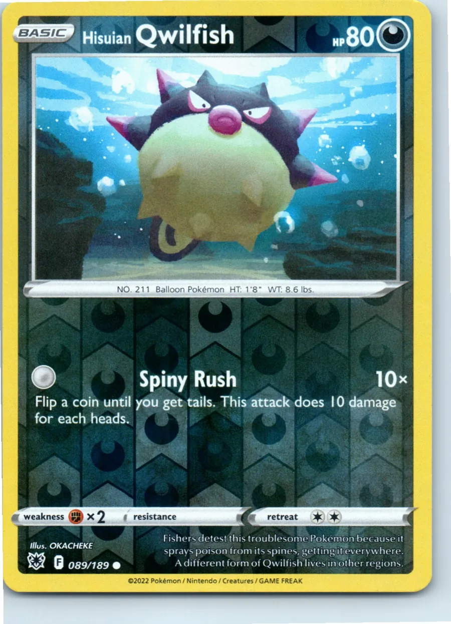 Hisuian Qwilfish 089/189 front, the actual card for sale