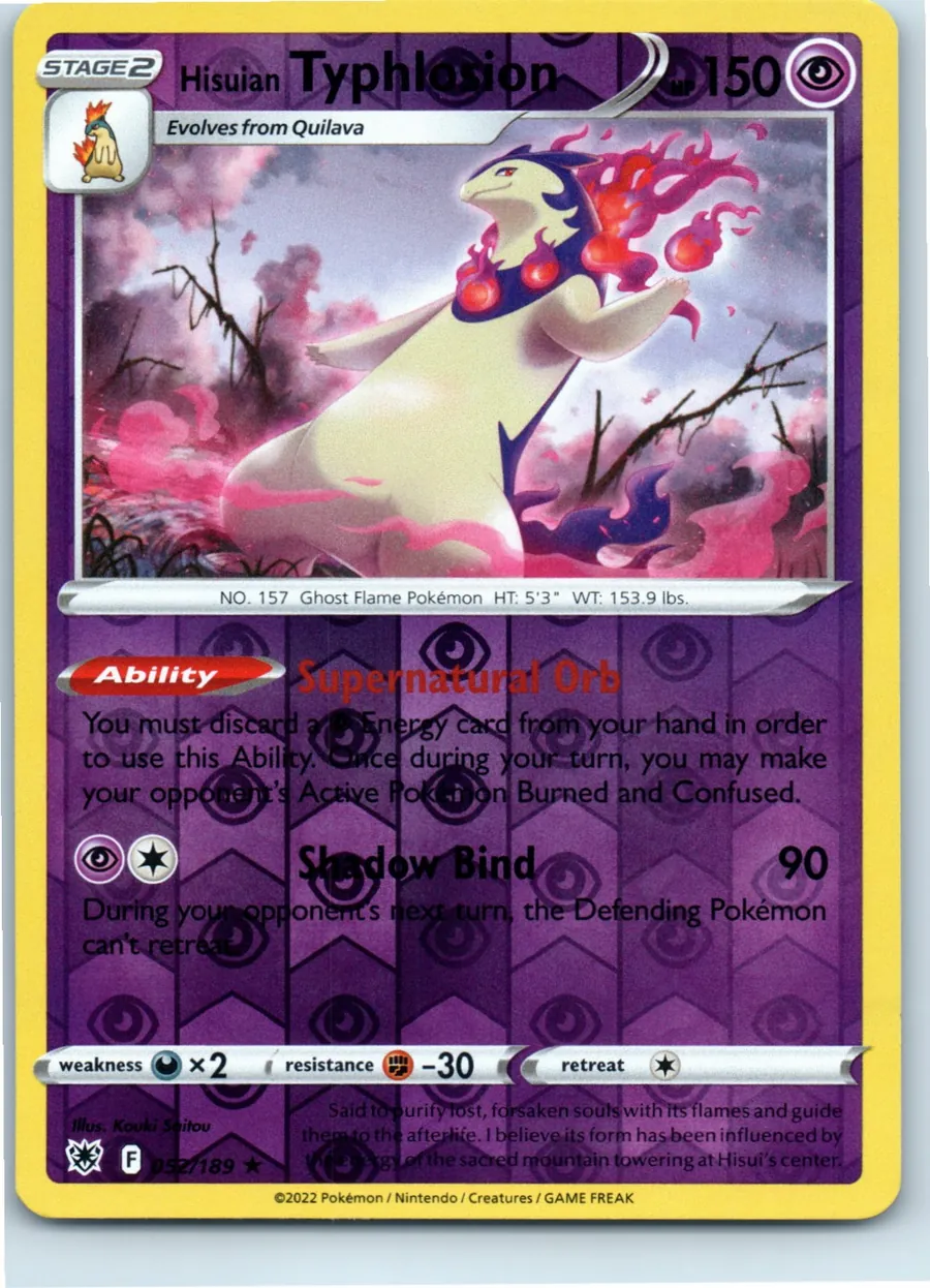 Hisuian Typhlosion 052/189 front, the actual card for sale