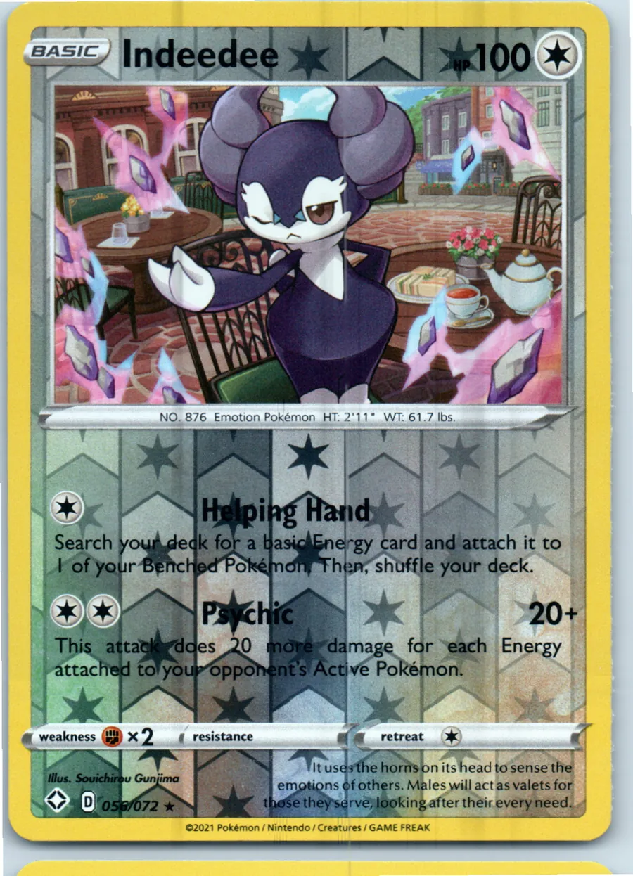 Indeedee 056/072 front, the actual card for sale