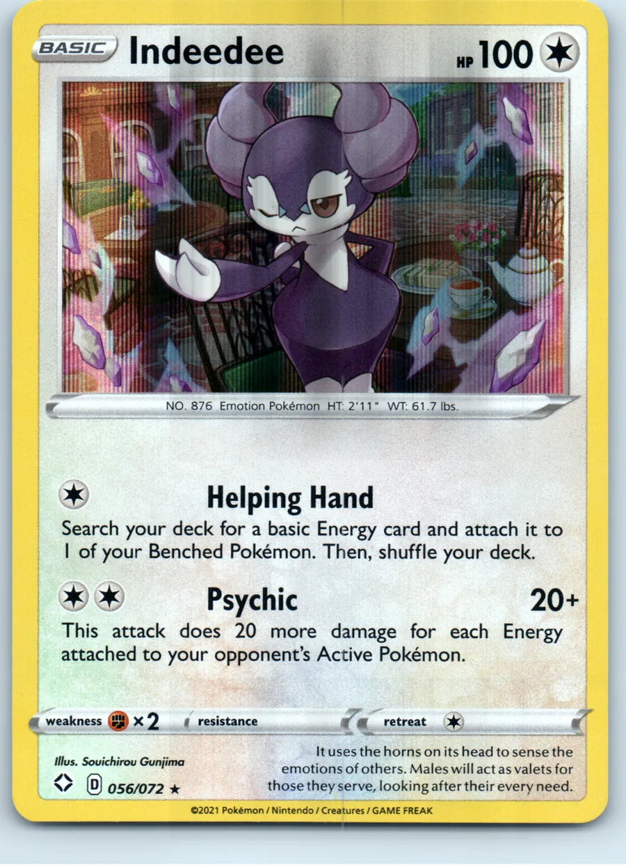 Indeedee 056/072 front, the actual card for sale