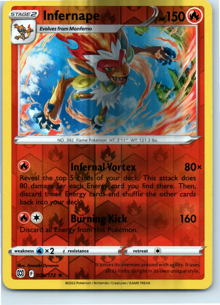 Infernape 026/172 front, the actual card for sale