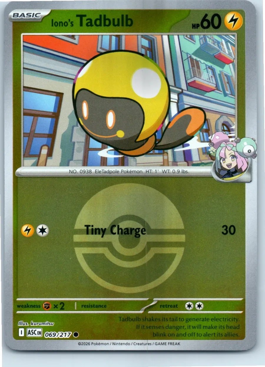 Iono's Tadbulb (Poke Ball) 069/217 front, the actual card for sale