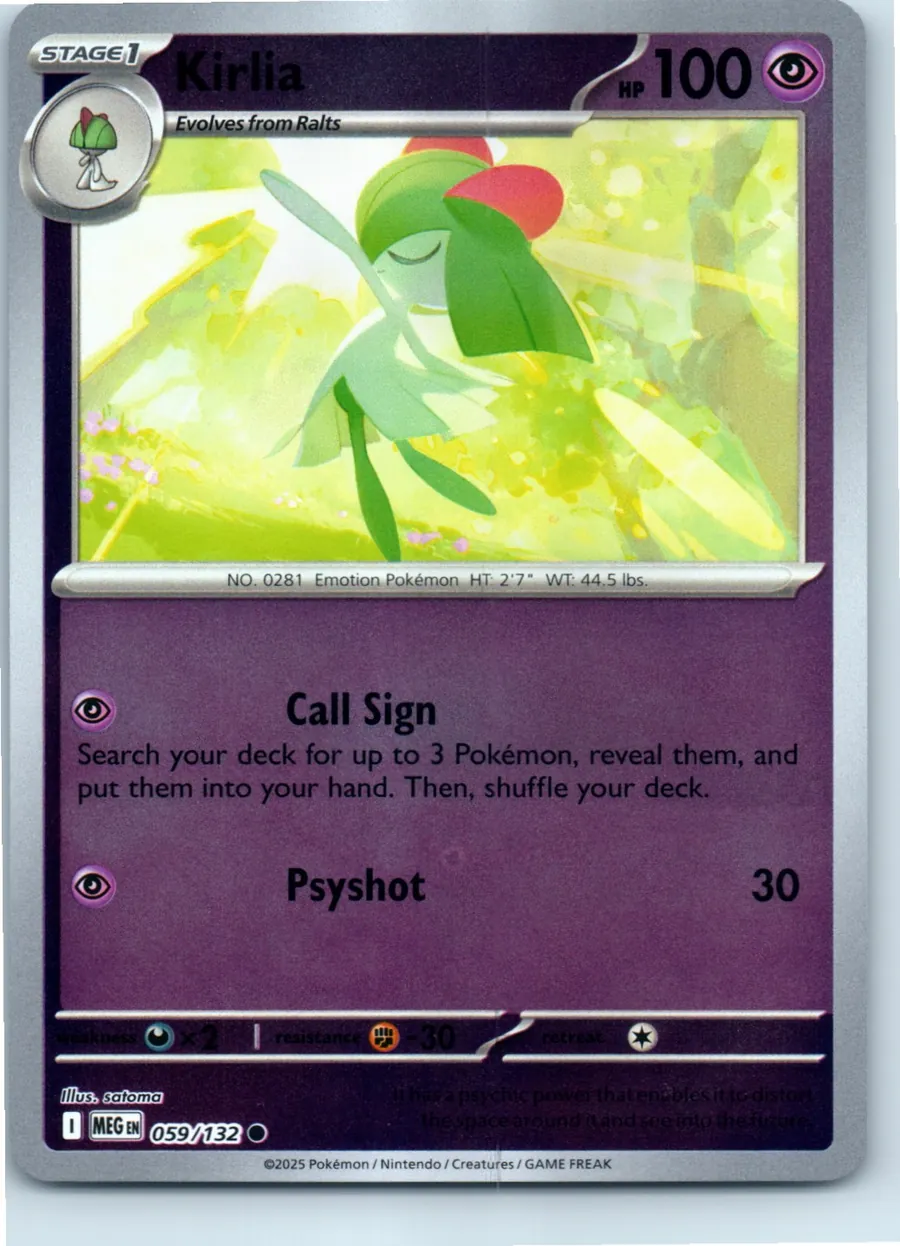 Kirlia 059/132 front, the actual card for sale