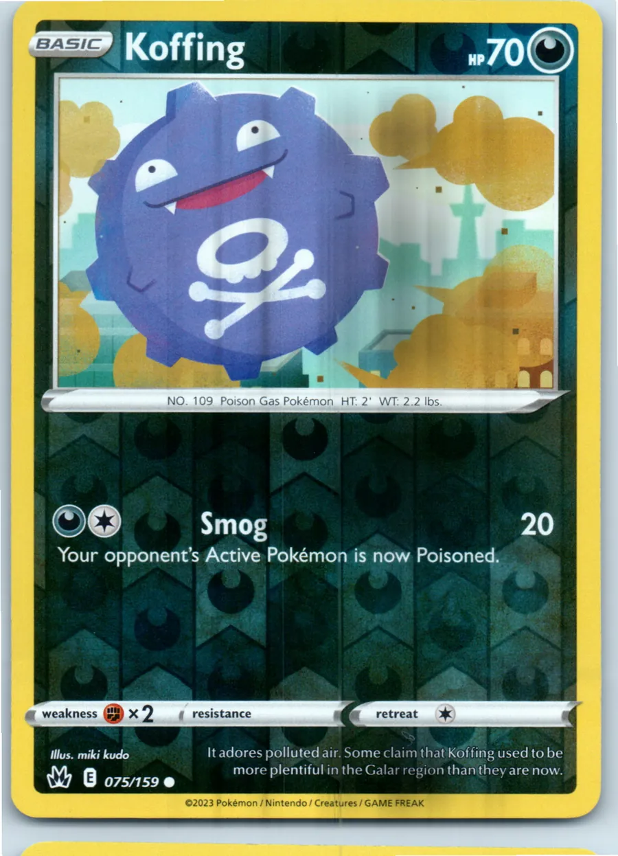 Koffing 075/159 front, the actual card for sale