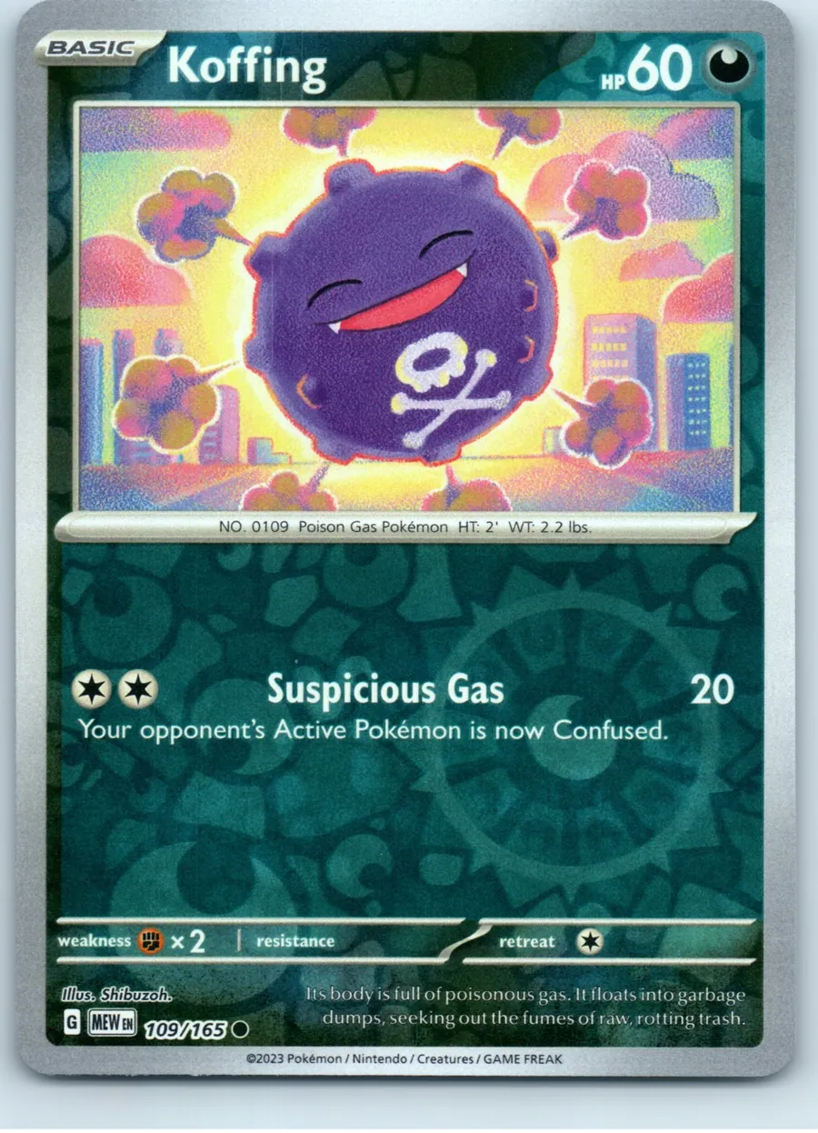 Koffing 109/165 front, the actual card for sale