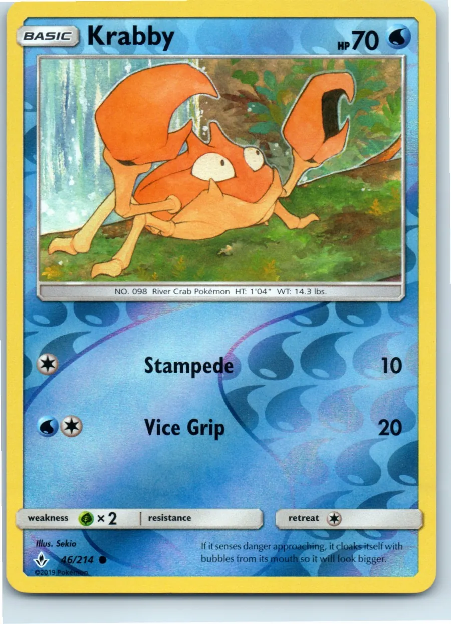Krabby 46/214 front, the actual card for sale