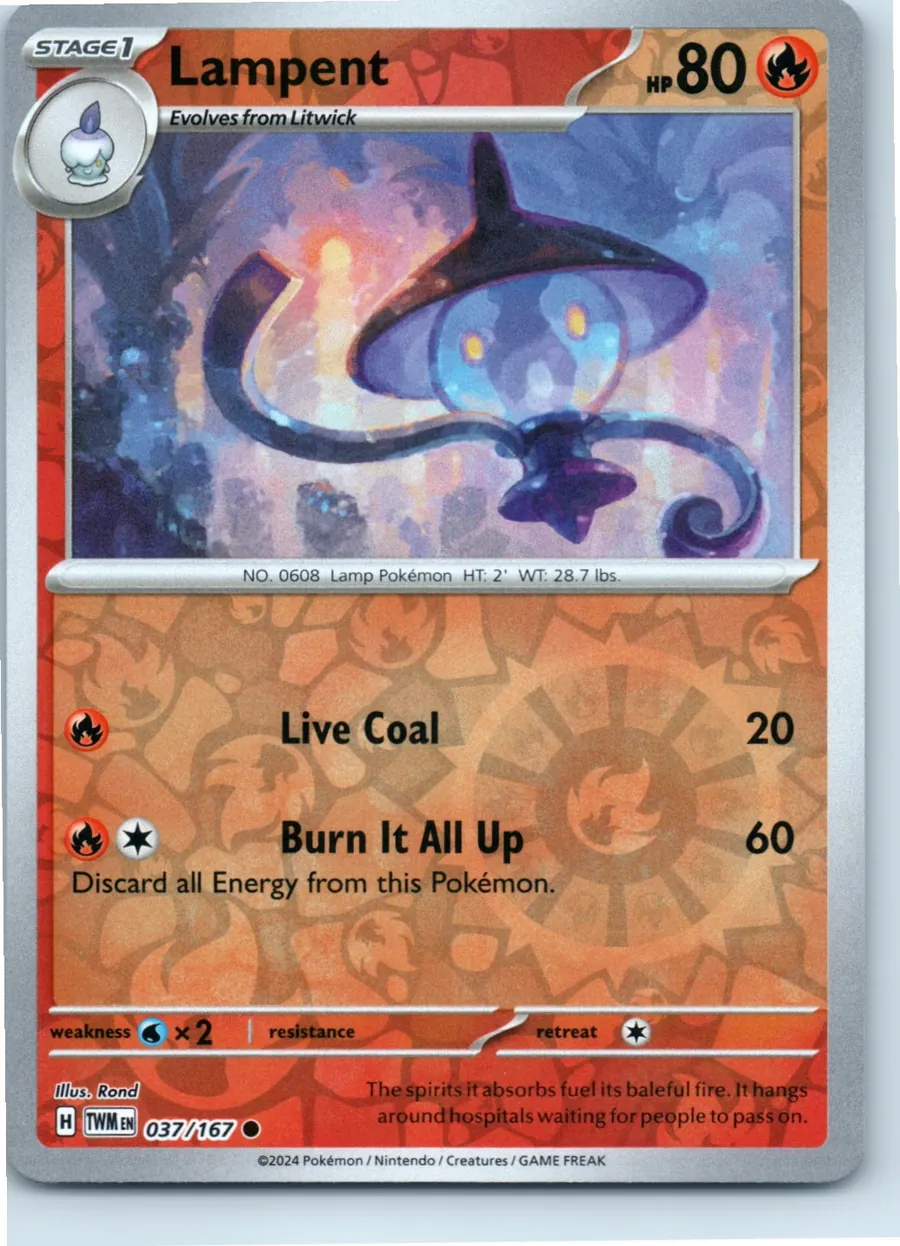 Lampent 037/167 front, the actual card for sale