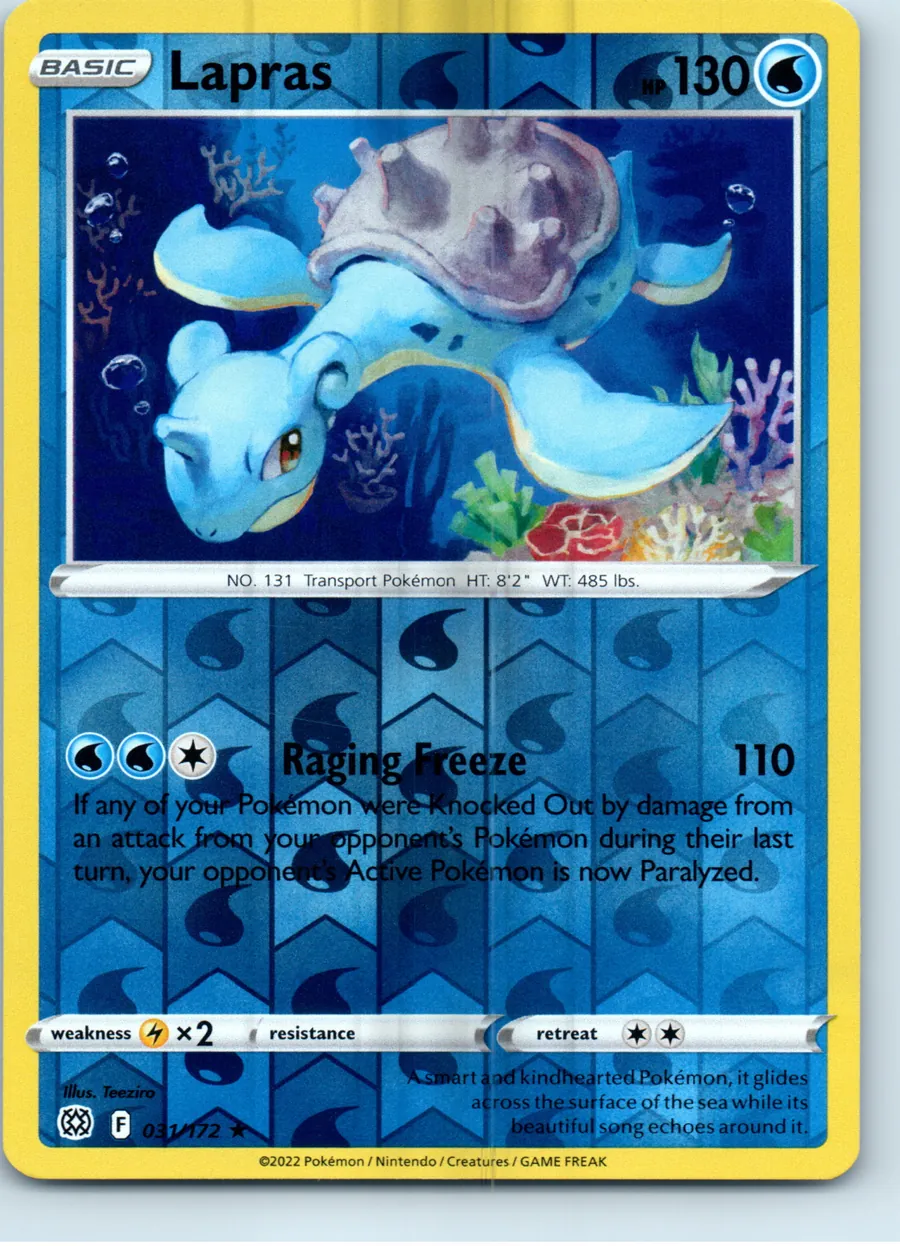 Lapras 031/172 front, the actual card for sale