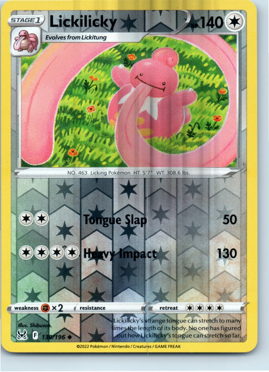 Lickilicky 139/196 front, the actual card for sale