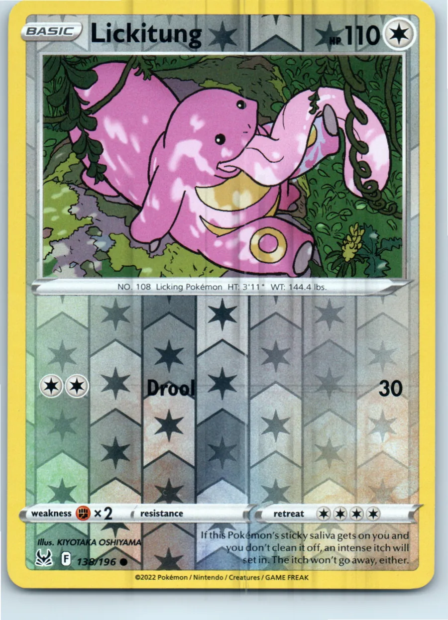 Lickitung 138/196 front, the actual card for sale