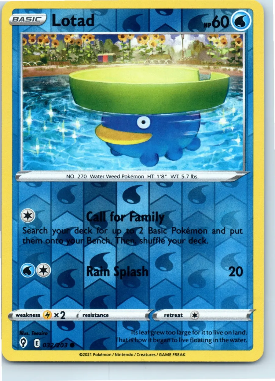 Lotad 032/203 front, the actual card for sale