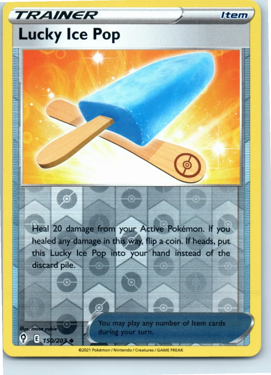 Lucky Ice Pop 150/203 front, the actual card for sale