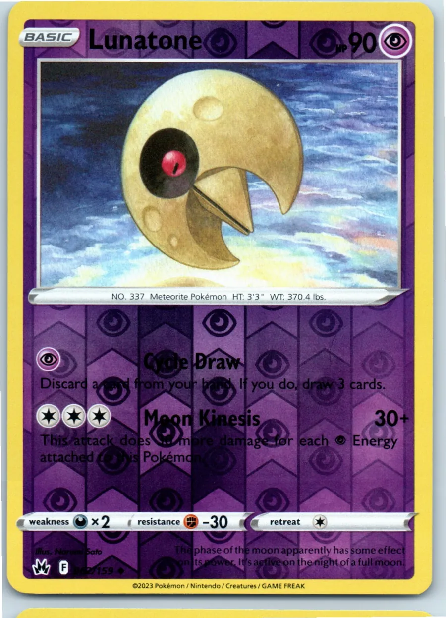 Lunatone 062/159 front, the actual card for sale