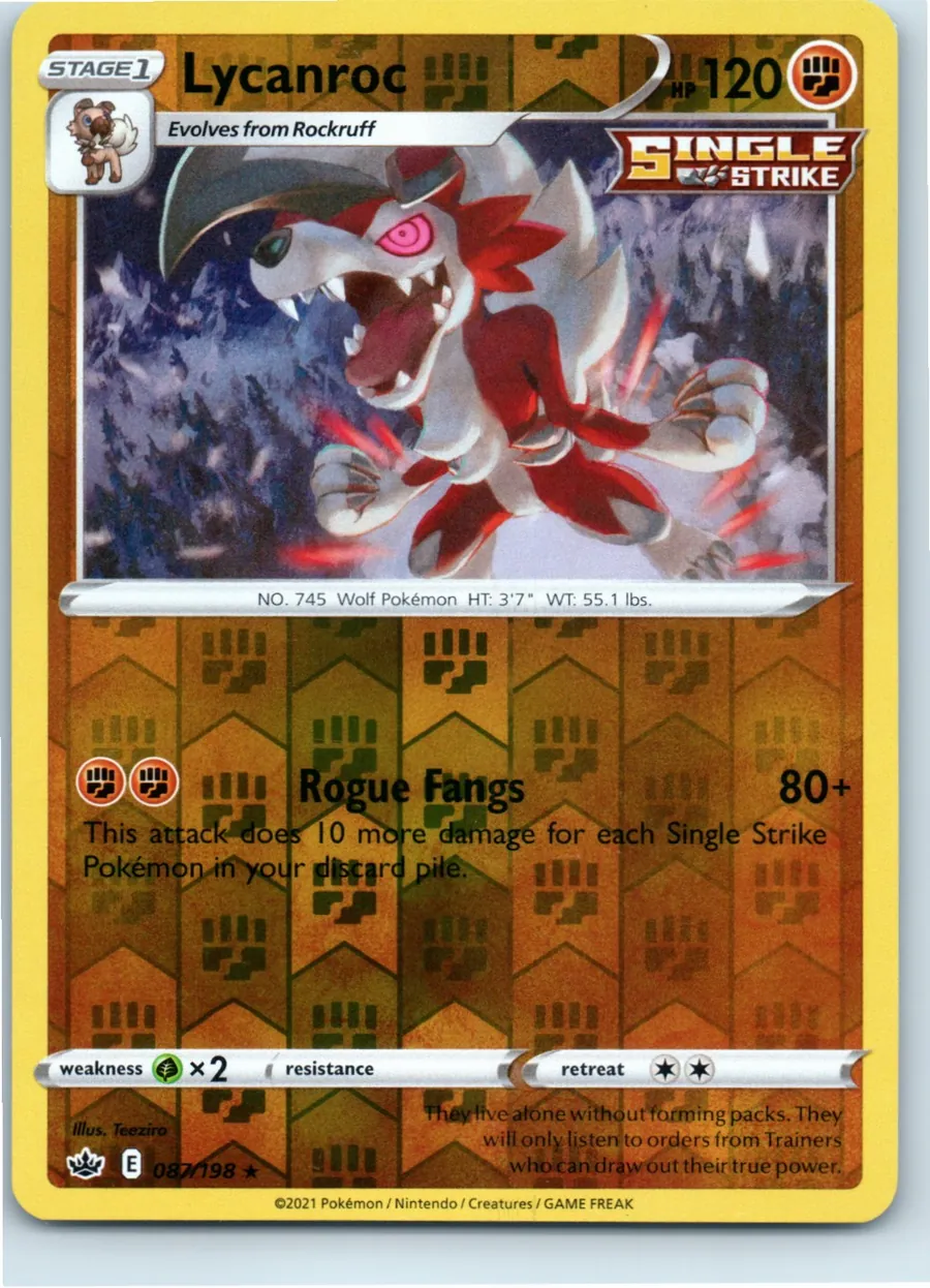 Lycanroc 087/198 front, the actual card for sale