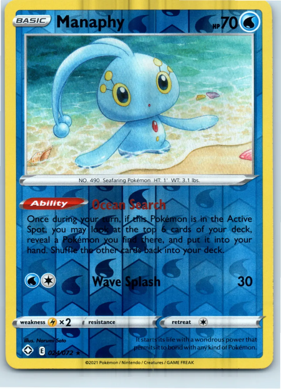 Manaphy 024/072 front, the actual card for sale