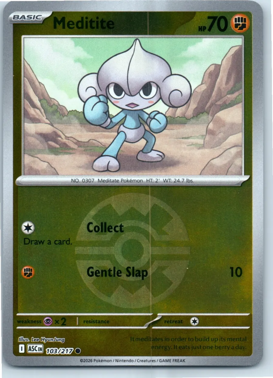 Meditite (Quick Ball) 103/217 front, the actual card for sale