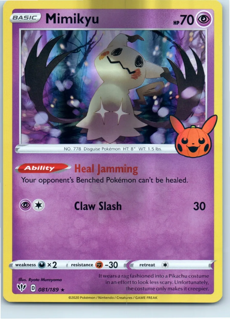 Mimikyu 081/189 front, the actual card for sale
