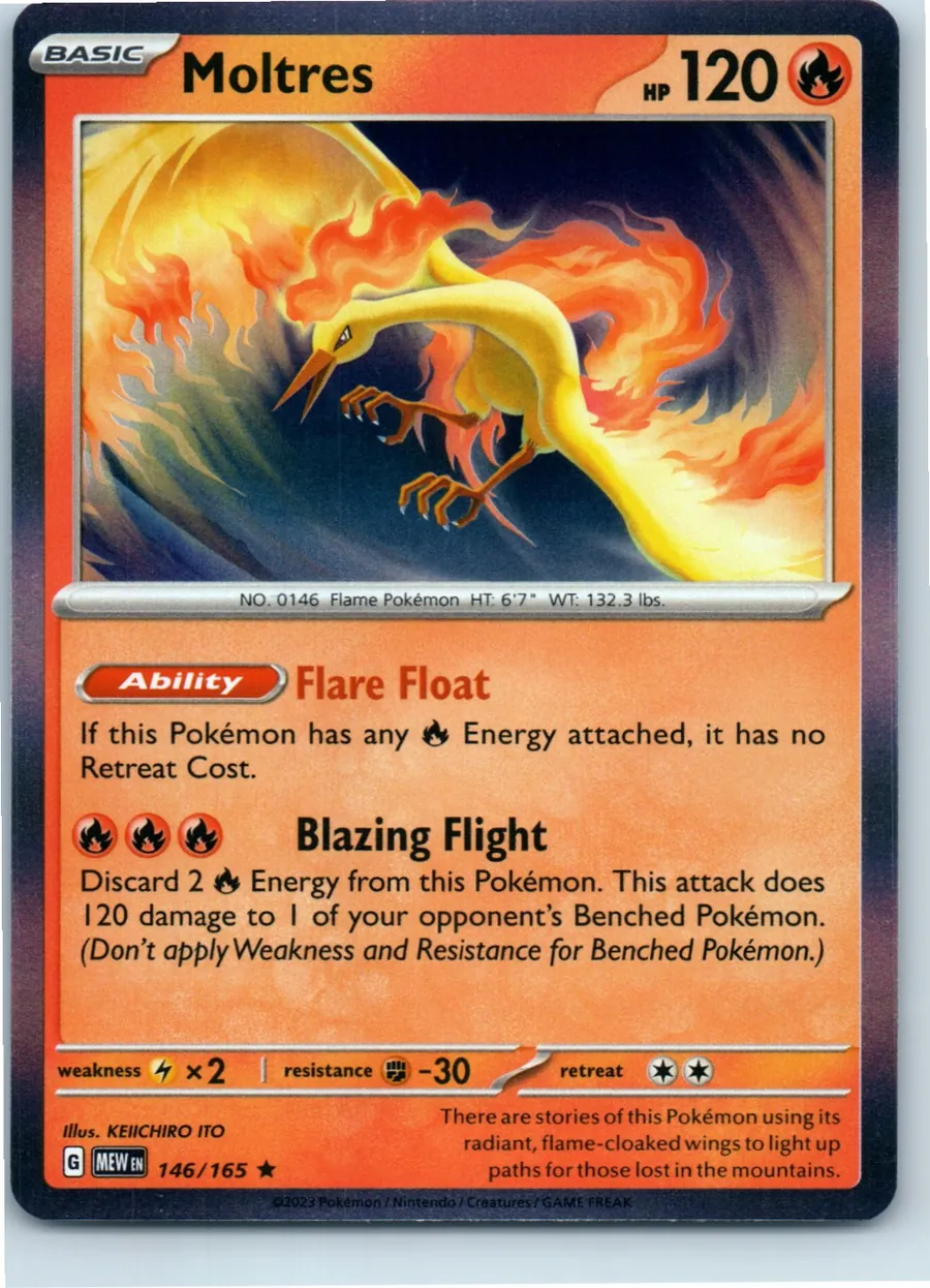 Moltres 146/165 front, the actual card for sale