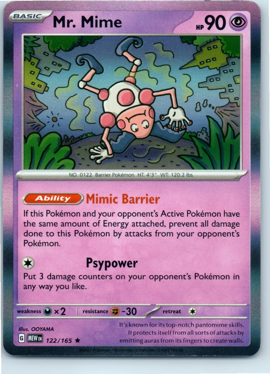 Mr. Mime 122/165 front, the actual card for sale