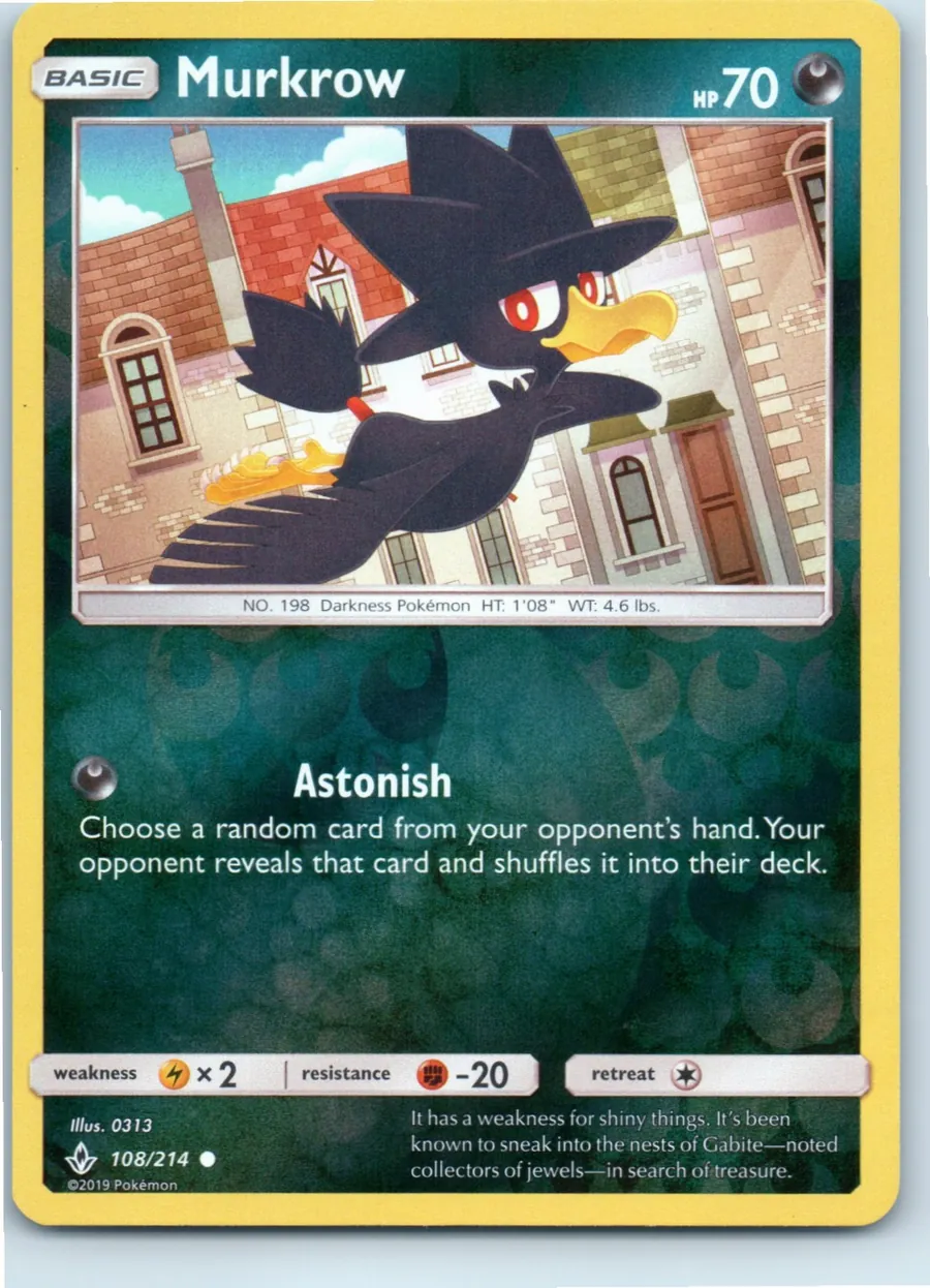 Murkrow 108/214 front, the actual card for sale