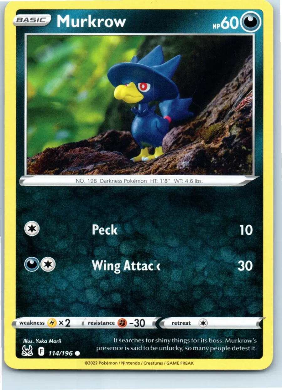 Murkrow 114/196 front, the actual card for sale