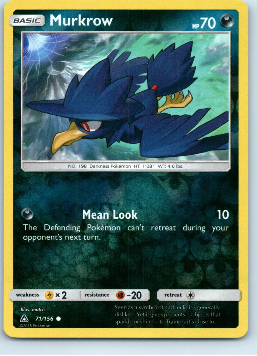 Murkrow 71/156 front, the actual card for sale