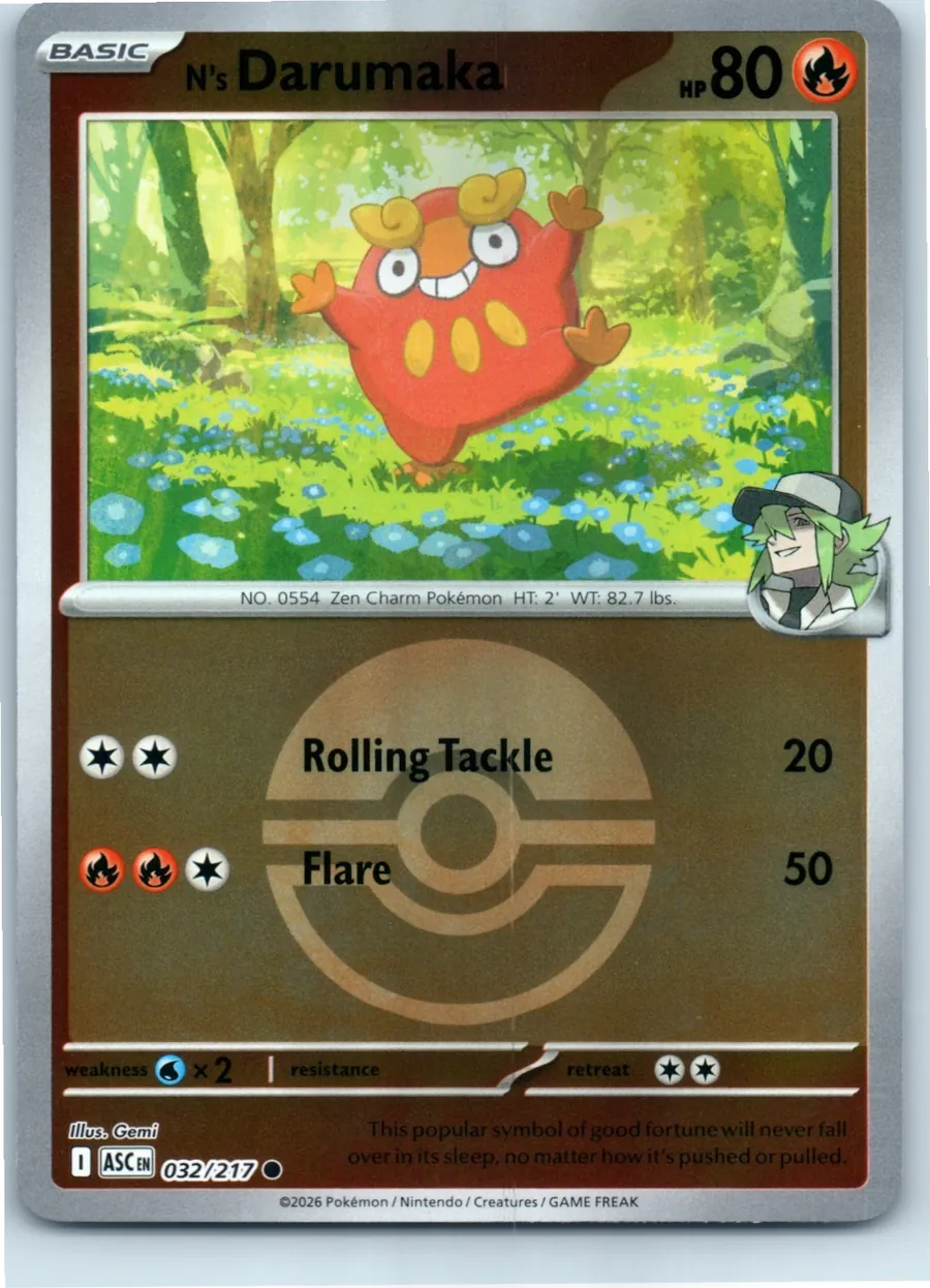 N's Darumaka (Poke Ball) 032/217 front, the actual card for sale