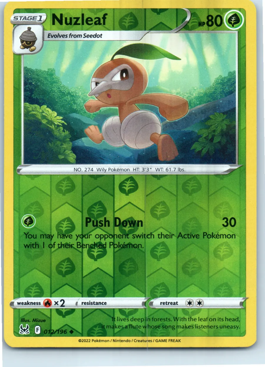 Nuzleaf 012/196 front, the actual card for sale